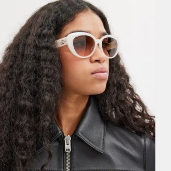 $108 *NWT* COACH Oversized Square Sunglasses (1 Milky Ivory) - Picture 4 of 9